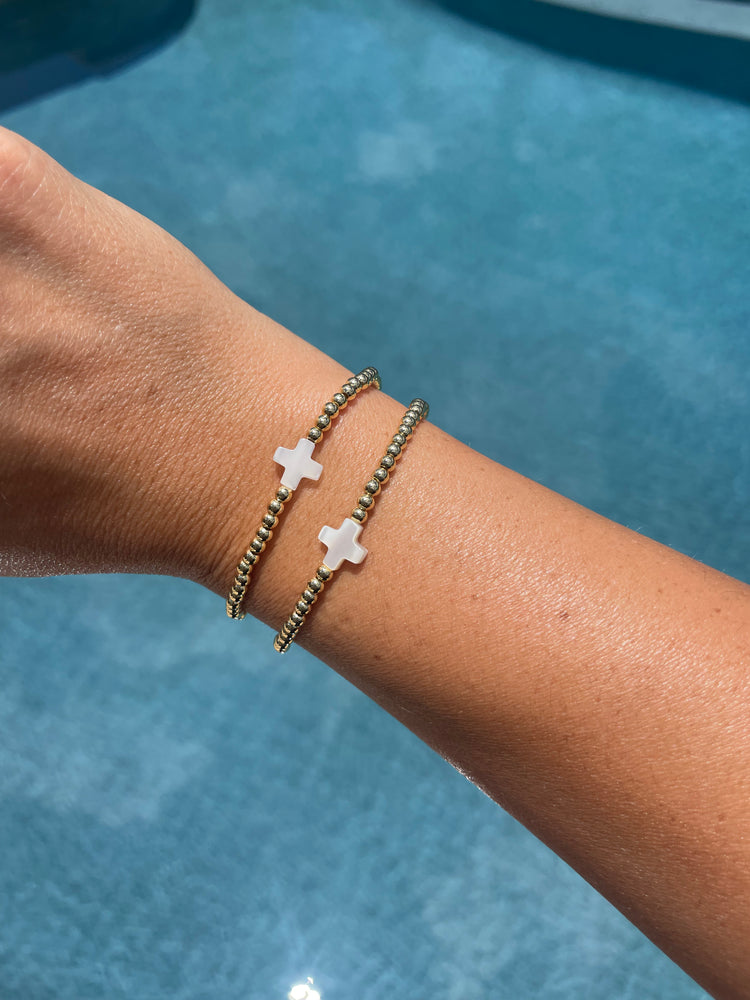Mother of Pearl Prayer Partner Cross Bracelet