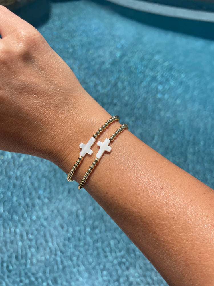 Mother of Pearl Prayer Partner Cross Bracelet