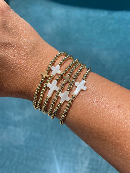 Mother of Pearl Prayer Partner Cross Bracelet